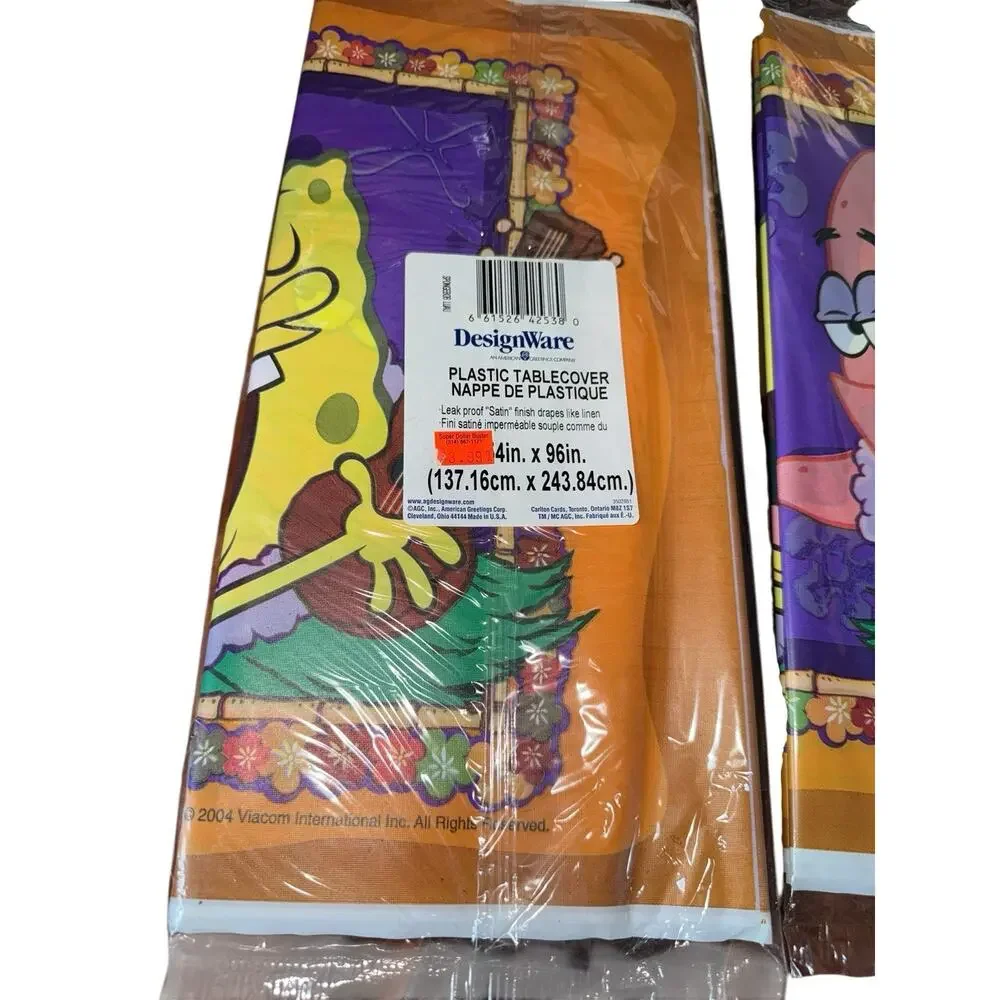 Lot of‎ 5 SpongeBob SquarePants Plastic Tablecovers Party Decor 2004 Sealed Bday
